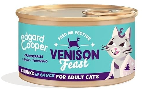 Edgard & Cooper Katzenfutter Nass Pate Getreidefrei Katze Adult Erwachsene Cat Food Festive Feast Cat Wet Food for Cats (85g x 18, Hirsch)