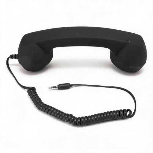 Sxhlseller Retro-Telefonhörer mit 3,5-mm-Stecker, Strahlungssicherer Kabelgebundener Mobiltelefonhörer mit Lautstärkeregler, Tonschalter, überlegener Leistung, 9 Fuß Langes Spiralkabel für