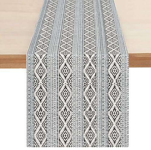 Tischband Grau 40x140cm Modern Leinen Table Runner Retro Druck Muster Abwaschbar Dekoration Tischläufer 1er Set Tischdecke Für Restaurant Küche Esstisch Schließfächer Party Urlaub Deko