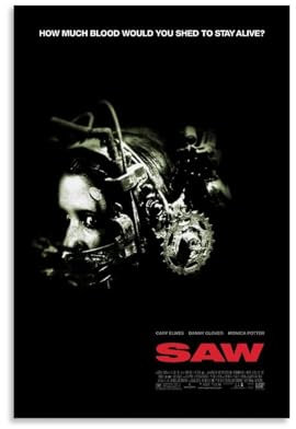 BBAUER Saw Horror Movie Poster Dekorative Malerei Leinwand Wandkunst Wohnzimmer Poster Schlafzimmer Malerei,Wandkunst Bilddruck Moderne Familienzimmer Dekor 08x12inch(20x30cm)