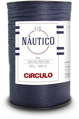 Circulo Nautico Filato, Premium Waterproof Cord 5 mm 100% polipropilene, 227 m, 499 g, grosso, speciale per borsa, uncinetto, macramè, colore 2856 - blu navy