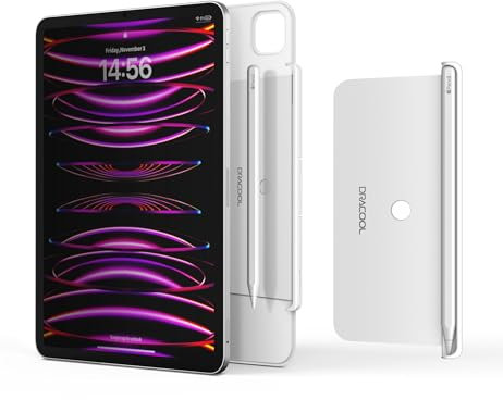 Dracool Stifthalter für Apple Pencil Pro/2. Generation - Kompatibel mit Magic Keyboard, Smart Keyboard Folio und Anderen Magnetisch Hülle, Stylus Pen Halter für iPad - Weiß