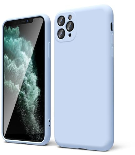 oakxco for iPhone 11 Pro Max Phone Case Liquid Silicone, Thin Slim Soft Rubber Gel TPU Plain Simple Cover for Women Girl Cute, Matte Solid Color, Light Blue