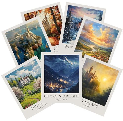 TwoDays Fantasy-Roman inspirierte Raumdekoration, 7 Höfe der Pythia Galerie, Wandkunstdrucke für Fans, Geschenke, Nachtplatz-Poster für Schlafzimmer (20,3 x 25,4 cm, 7er-Set, ungerahmt)