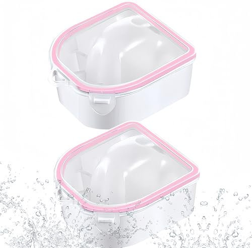 JUNEYE 2-piece set of pink nail soaking bowls, nail spa bowls, nail art removers, soaking therapy bowls for nail art spa tools