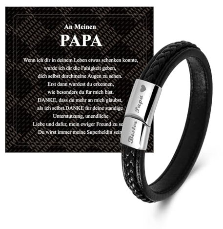 Geschenke für Papa Geburtstagsgeschenk für Armband Gravur Personalisierte Lederarmband Weihnachtsgeschenke Vatertagsgeschenk