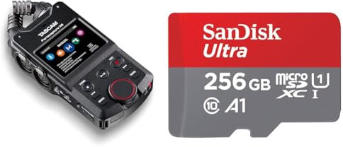 Tascam Portacapture X6 - Hochauflösender Handheld-Mehrspurrecorder & SanDisk Ultra Android microSDXC UHS-I Speicherkarte 256 GB + Adapter