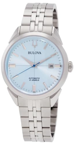 Bulova Sutton Automatic Armbanduhr für Herren in der Farbe Silber mit Armband aus Edelstahl, Wasserdichtigkeit: 3 bar, Gehäusedurchmesser: 41 mm, 96B423
