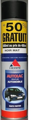 Autolac Peinture Bombe Aérosol Spray de Peinture Toutes Surfaces - Noir - Mat - 600 ml - Ref. 973103