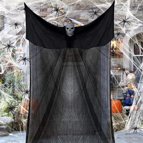 Halloween Deko, 300 * 180cm Halloween Hängende Geist Horror Deko Skelett Türvorhang Halloween Gespenst Gruselig Dekoration für Halloween Party Geisterhaus Dekor