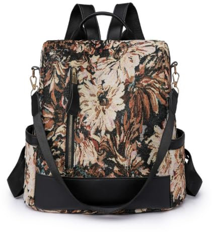 Volumoon Damen Anti Diebstahl Rucksack, 2 in 1 Damen Rucksack Wasserdichte Nylon, Umhängetasche Große Kapazität Schultertasche, Casual Daypack Reiserucksack für Frauen Mädchen (B-Braun)