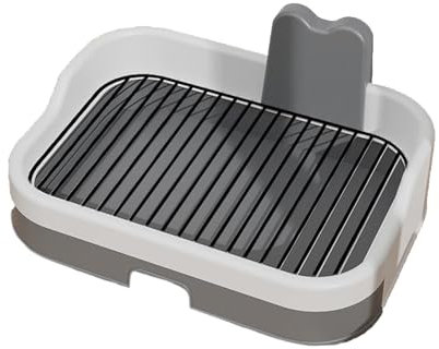 SJJALAKAJA Hundetoilette Für Kleine Hunde Erhöhtes Gehäuse Herausnehmbarer Edelstahlrahmen Doppelnutzung Mit Einstreu Und Pinkelpads Leicht Zu Reinigen Punkt-Toilette Hundetrainingswanne(Gray)