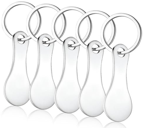 WOUMON 5 Pièces Jeton de Caddie, Universel Puce pour Caddie en Metal, Portatif Porte-Clés de Chariot, Jeton pour Caddie en Acier Inoxydable (Style 2)