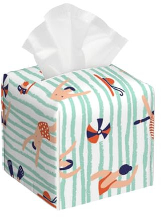 Taschentuchbox-Halter, Menschen, die im Meer schwimmen, quadratisch, für Büro, Badezimmer, Schlafzimmer, Wohnzimmer