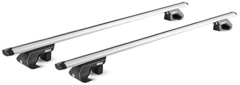 OMAC Dachträger Grundtäger kompatibel mit Seat Alhambra 1996-2020 5 tür Aluminium ABE 90kg Silber 2tlg Offene Reling für Fahrradträger, Dachboxen, Skiträger Abschließbar
