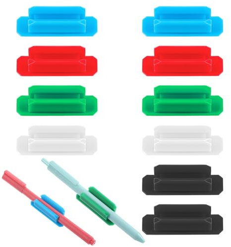 Ymapinc 10Pcs Pen Holder for Clipboard Self Adhesive Pen Holder Clip Silicone Pencil Holder for Student Kids Desk Stick on Marker Holder for School Office Classroom Desk Accessories