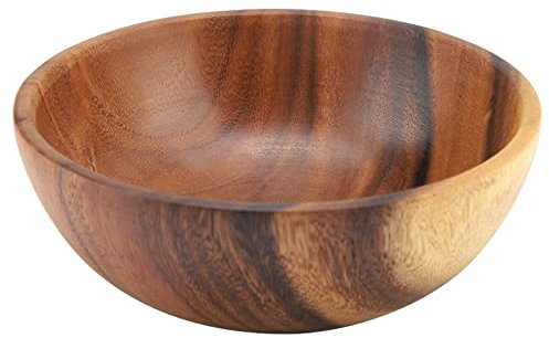 BONKZEBU Solid Wooden Bowl, Handmade Kitchen Utensil, Large Round Wood Bowl for Salad, Soup, Rice (20cm Diameter x 7cm Height)