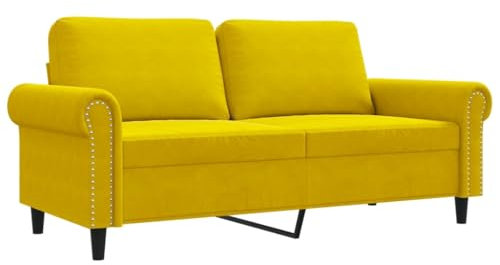 HETFTJN Koltuk Takimi Schlafcouch Schlafsofa Recamiere - 2-Sitzer-Sofa Gelb 140 cm Samt für Relaxationsraum Sitzzimmer Jugendzimmer Hotelzimmer