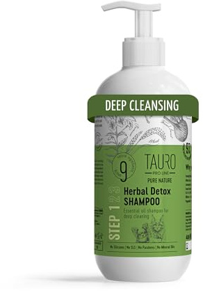 Tauro Pro Line Pure Nature Herbal Detox Deep Cleansing Dog & Cat Shampoo – Removes Dirt, Dust, Dead Fur with Sage Extract, Soothes & Moisturizes Sensitive Skin & Coat, for All Breeds 400ml.