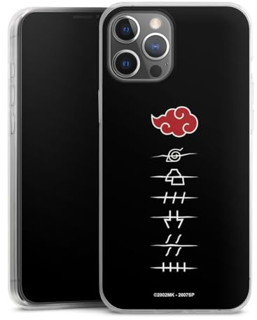 Slim Case kompatibel mit Apple iPhone 12 Pro Max Silikon Handyhülle transparent Hülle extra dünn Akatsuki Offizielles Lizenzprodukt Naruto Shippuden