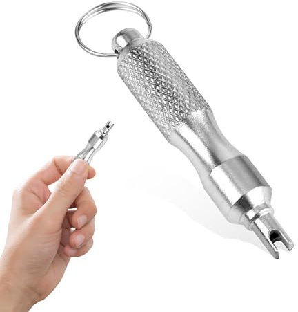 MEKEET 1PCS Tyre Valve Tool Silver Valve Core Tool Portable Valve Core Removal Tool Stainless Steel Tyre Valve Removal Tool Disassembly Remover Tire Valve Key for Car Truck Repair Install Accessory