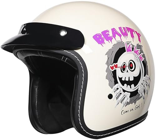 Casques Vintage À Face Ouverte avec Visiere Casque Moto Demi-Jet Homme Dot/ECE Homologué Casque Semi-Ouvert Casques Jet De Moto Urbain Casque Moto Et Scooter Compact Adulte 4,XL=61-62CM