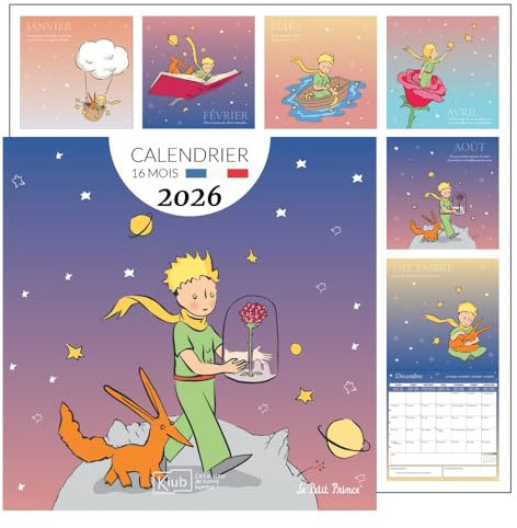Wandkalender KIUB Der kleine Prinz mit seiner Rose, 30 x 30 cm, 16 Monate (2025-2026)