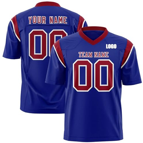 American Football Trikot Personalisiert mit Name/Nummer/Logo American Football Bekleidung Trikot T-Shirt für Herren Damen Erwachsene Kinder