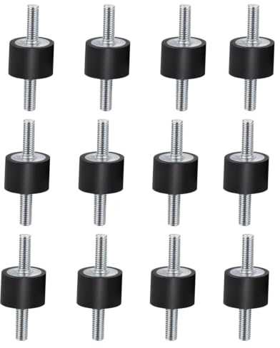 12 Stück Silent Block Gummi M6 Gummi Stoßdämpfer Gummilager | Gummipuffer Vibrationsdämpfer aus Gummi für Luftkompressoren Dieselmotoren Benzinmotoren Wasserpumpen (VV20 × 15)