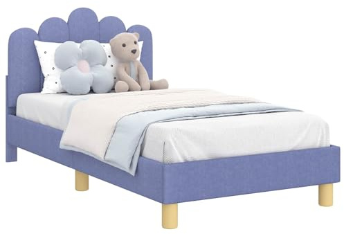 vidaXL Kinderbettgestell mit Kopfteil Jeans blau 80 x 160 cm Stoff