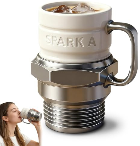 Gobesty Spark Plug Mug, Engine Spark Plug Cup, 12oz Novelty Mug Gifts for Car Lovers, Creative Novelty Mugs with Heat-Insulated Handle, Mechanic Gifts for Car Enthusiasts, Mechanics, Dad, Husband, Son