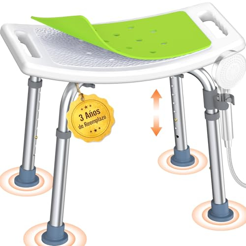 Luckfaith LC02 Taburete Ducha para Ancianos, Silla de Ducha Antideslizante Ajustable en Altura hasta 158 kg, Taburete Ligero con Aberturas de Agarre, para Discapacitados y Embarazadas
