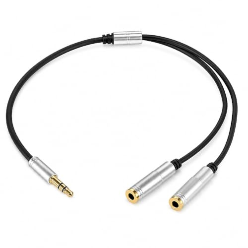 TAKUZA Audio Splitter 3.5mm Klinke Y Aux Adapter,Kopfhörer Splitter 1 auf 2 | Headset Splitter Klinkenstecker Adapter für Smartphone, Tablet, PC, Laptop, Lautsprecher, 35cm