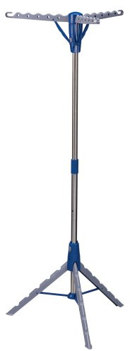 Household Essentials 5009-1 Collapsible Portable Indoor Tripod Clothes Drying Rack for Hanging Laundry | Silver and Blue Medium