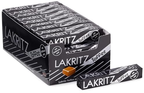 Lakritz-Toffee Kaubonbons mit Süßholzsaft, 40 Stangen Toffees mit Lakritz-Geschmack als Vorratspackung oder Verkaufsdisplay, zartschmelzende Dragees