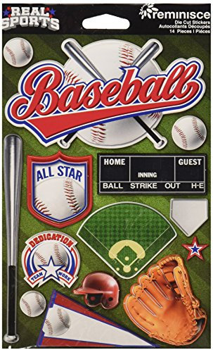 Real Sports Dimensionale Aufkleber 11,4 x 15,2 cm Bogen Baseball