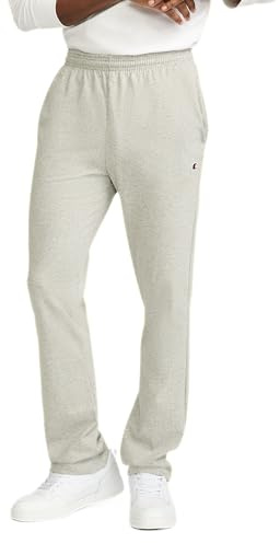 Champion Men's Open-Bottom Lounge Pants, Standard Fit, Lightweight 100% Cotton, Available in Regular and Big & Tall, Oxford Gray Heather, X-Large