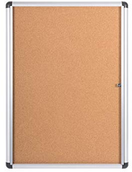 Bi-Office Schaukasten Vitrine Enclore Extra, Kork, geeignet für 9 x DIN A4, silberner Aluminiumrahmen, abschliessbar