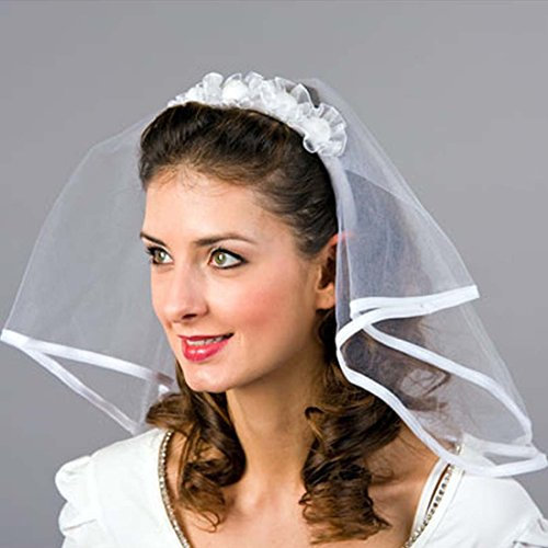 NET TOYS Haarreif mit Schleier Brautschleier Haarreifen Kopfbügel Braut Schleier Braut Kopfschmuck Hochzeit Haarschmuck