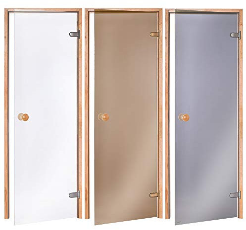 AD Standard Puerta de Sauna 70x190cm Apertura Bronce Vidrio Colado Marco de Aliso Bloqueo de Rodillo sin Umbral