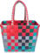 normani® Einkaufstasche Shopper geflochten aus Kunststoff - robuster Strandkorb Vintage Style 38cm x 25cm x 28cm Farbe Classic/Hot and Cold