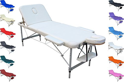 POLIRONESHOP MERCUR Massageliege Aluminium, leichte tragbare Behandlungsliege, klappbare Massagebank, ideal für Therapie, Kosmetik und Wellness