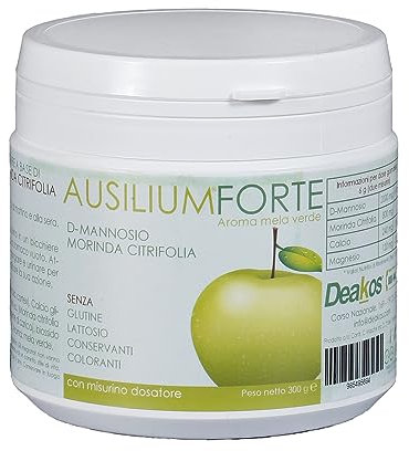 Deakos Ausilium Forte – Integratore a Base di D-Mannosio e Morinda citrifolia – Polvere Solubile per Cistiti – Formati 150g e 300g – Diversi Gusti Disponibili (150g, Mela Verde)