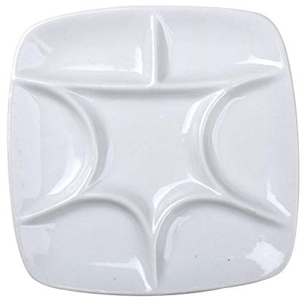 MEEDEN 7-Well Square White Porcelain Artist Paint Palette for Watercolor Gouache Acrylic Oil Painting, 5-4/5-Inch