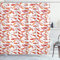 ABAKUHAUS Fisch Duschvorhang, Zierwassertiere, Stoffliches Gewebe Badezimmerdekorationsset mit Haken, 175 x 180 cm, Orange Weiss