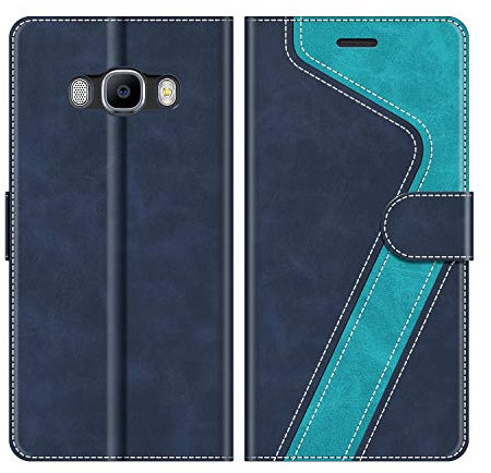 MOBESV Custodia per Samsung Galaxy J7 2016, Cover a Libro Magnetica Custodia in Pelle per Samsung Galaxy J7 2016, Elegante Blu