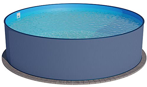 Summer Fun Stahlwandpool rund Größe wählbar, 120cm tief, Stahl 0,4mm anthrazit, Folie 0,4mm blau, Einhängebiese 350