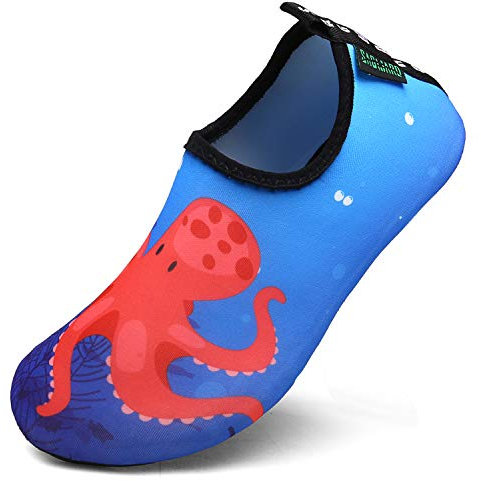 SAGUARO Niños Escarpines Zapatos de Agua Descalzo Barefoot Respirable Calcetines de natación Aire Libre Piscina de Playa Calzado,Pulpo Rojo,32/33