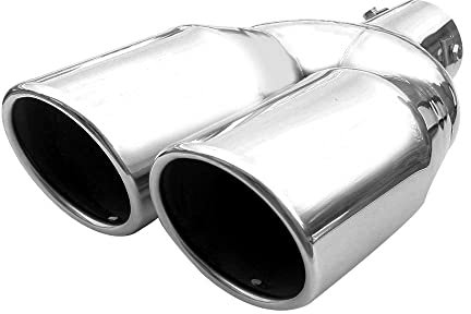 Universell Auspuffblende Doppelrohr Endrohr Edelstahl Auto Endrohrblenden Auspuffendrohr Auspuffrohr Tuning Schalldampf Blende Sport Rund Chrom Auspuffspitzen von 40mm bis 50mm