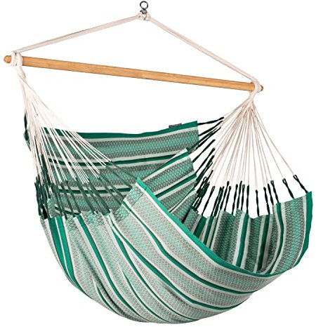 La Siesta®- Habana Hängesessel Kingsize Size für Entspannung & Stil: 360° Drehgelenk, hochwertiges Bambusholz - GOTS-zertifizierte Baumwolle. (Agave)